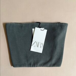 NWT Zara Gray Strapless Crop Top
